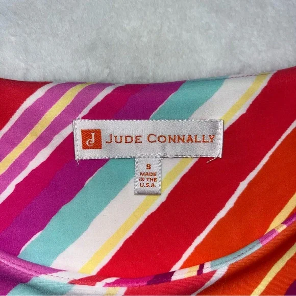 Jude Connally Dress Size Small Multicolored Melody Mod Stripe Sleeveless Swing - Picture 6 of 10